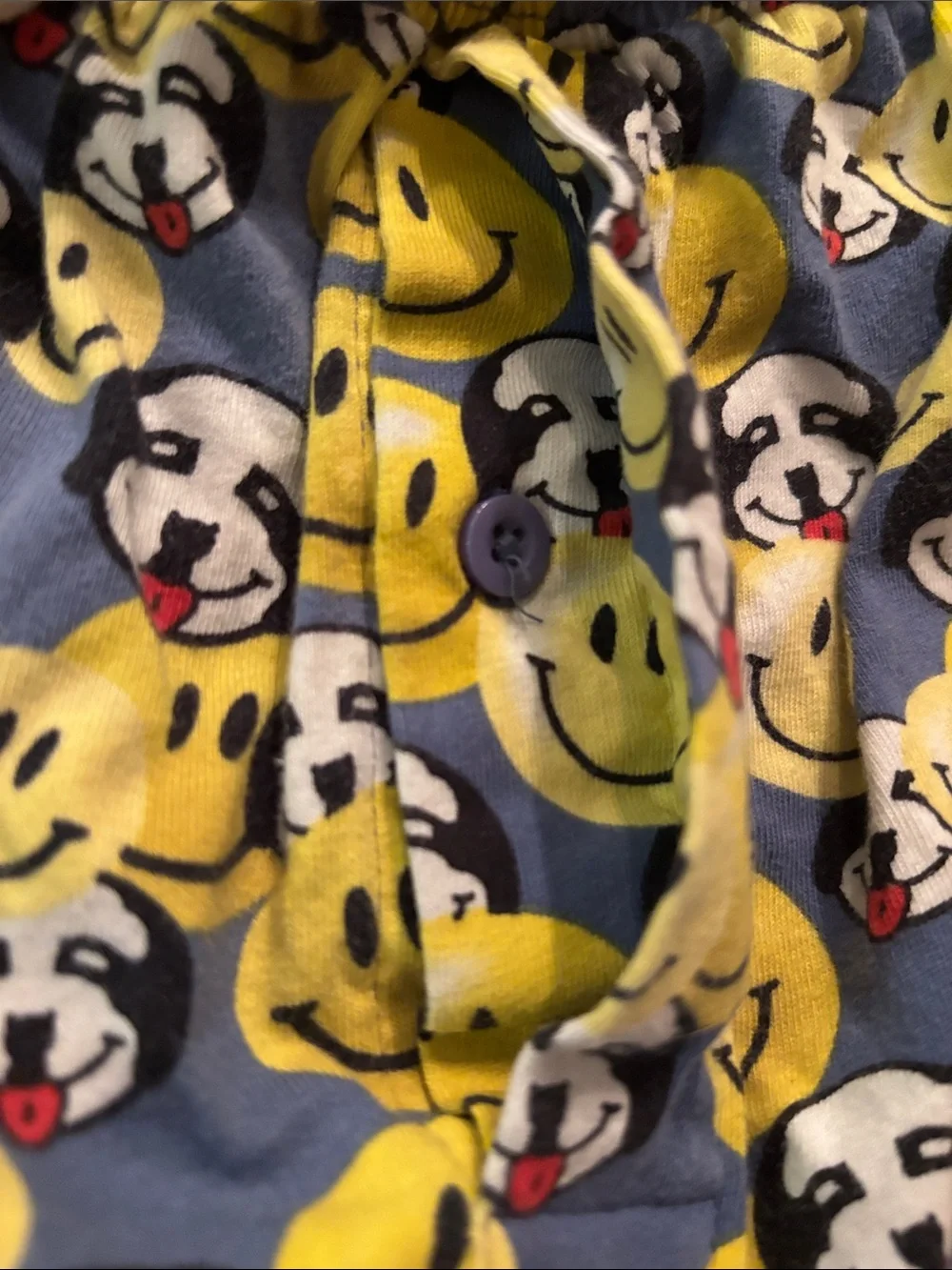 Big Dogs Yellow & Gray Smiley Face Cotton Pants